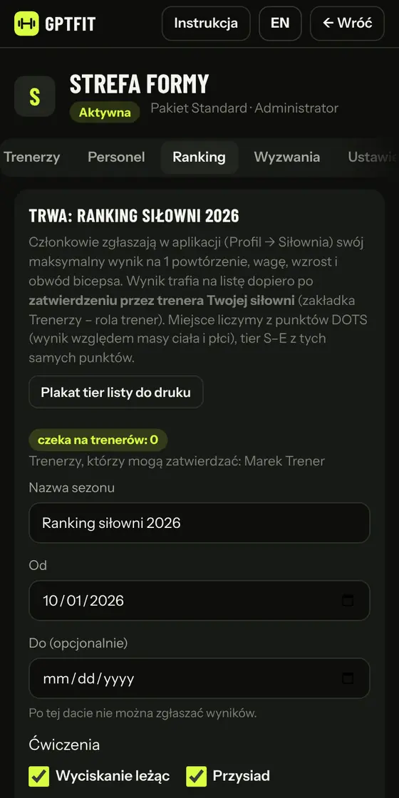 Ranking siły siłowni