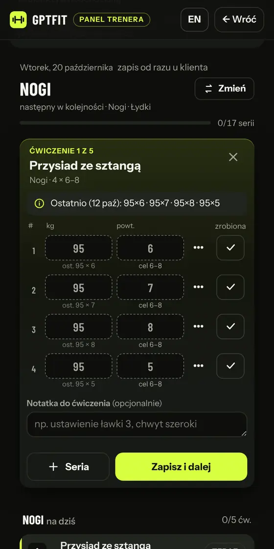 Trening podopiecznego na żywo